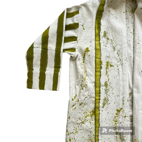 ELIZABETH SUZANN CLYDE JACKET TRENCH HANDPAINTED UPCYCLED COTTON CANVAS XXS/XS - Picture 14 of 14